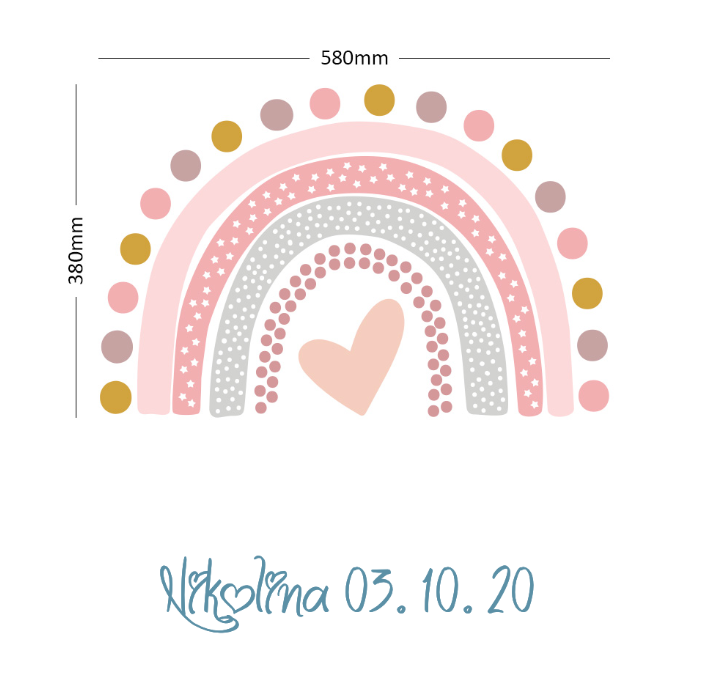 dekoracija Stikea Velika duga "Srca" sa natpisom