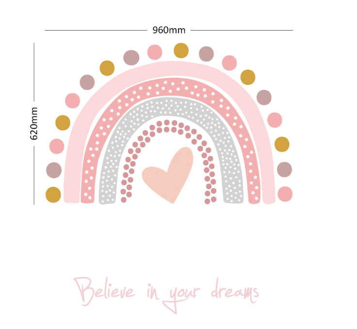 dekoracija Stikea Velika duga "Srca" sa natpisom