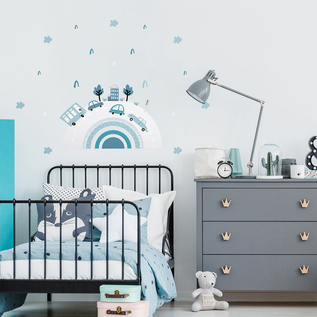 dekoracija Stikea nebo plava Velika duga "Gradić"