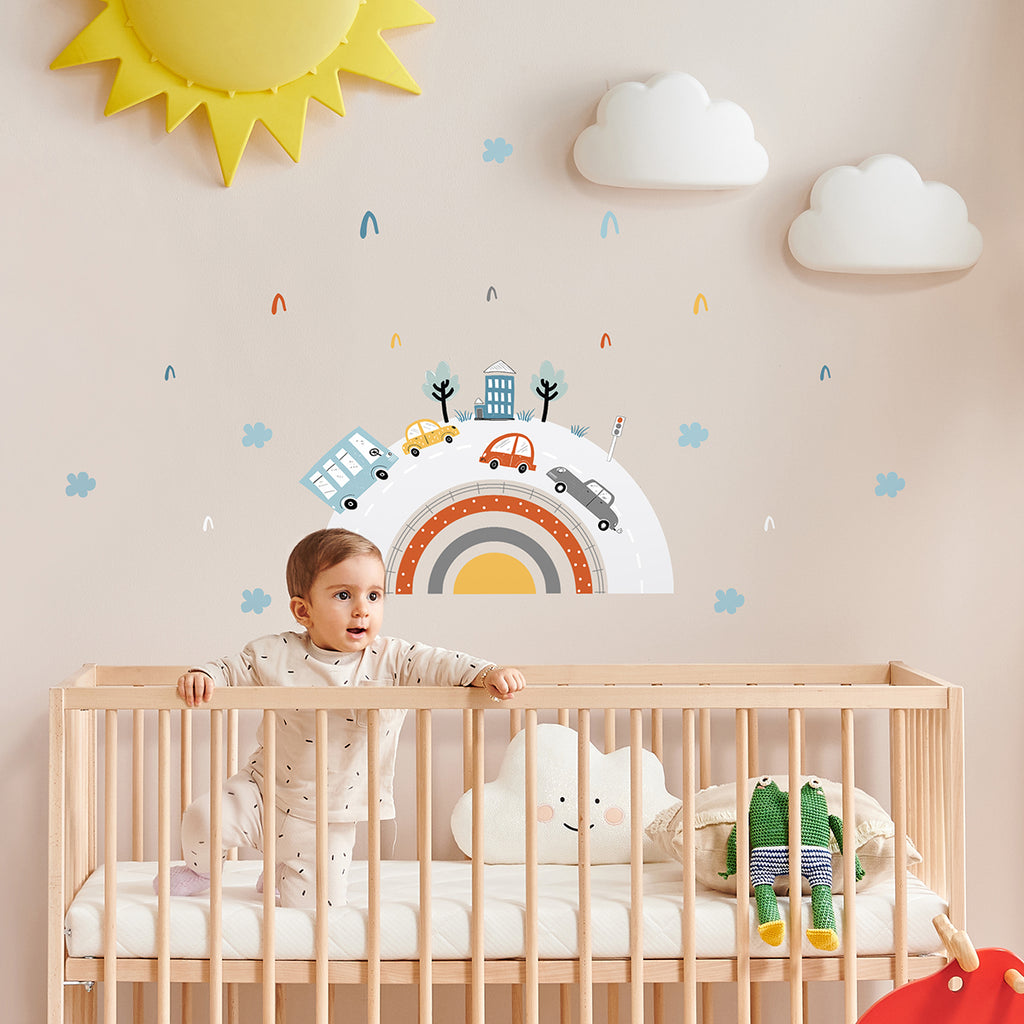 dekoracija Stikea oker/cigla crvena Velika duga "Gradić"