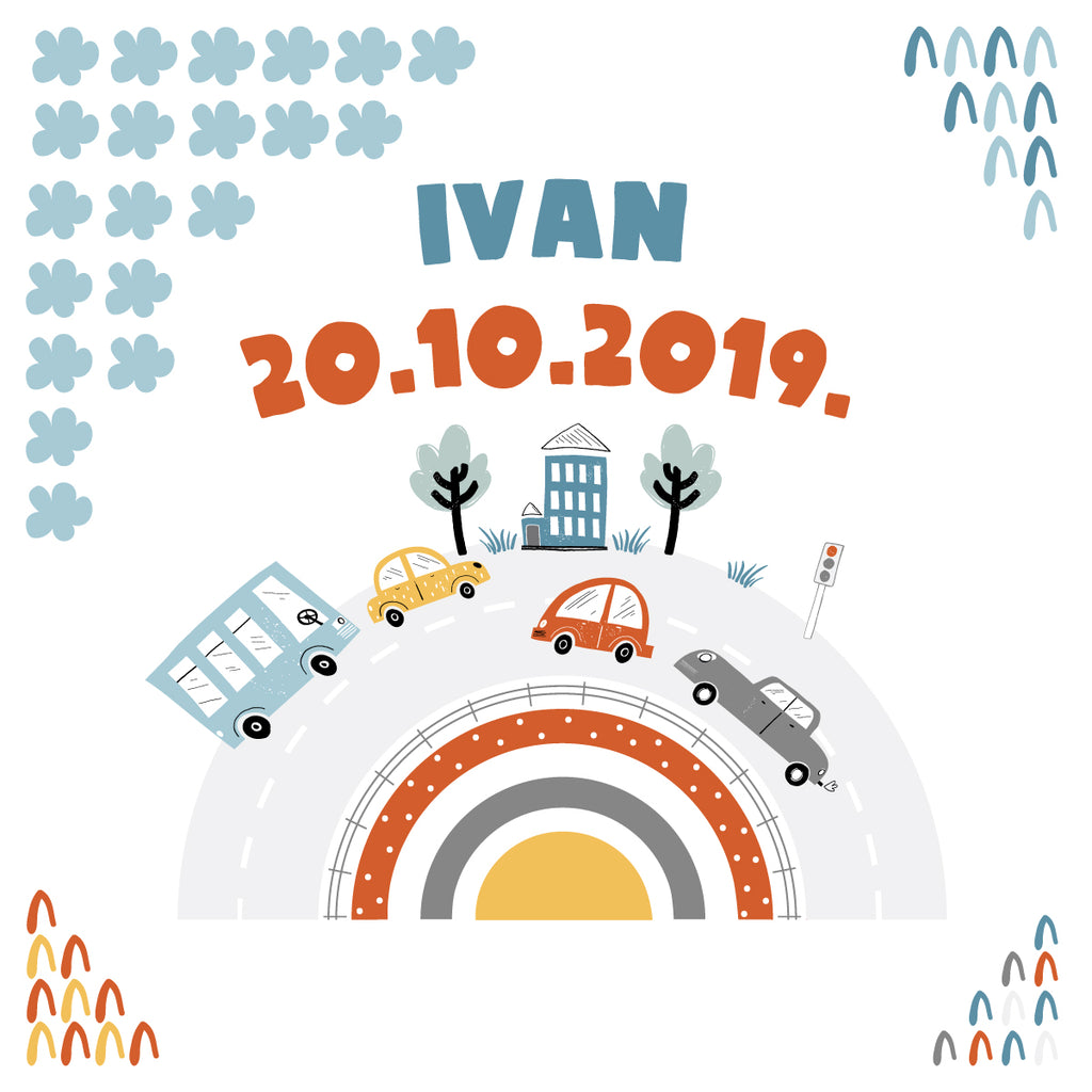 dekoracija Stikea Velika duga "Gradić" sa natpisom