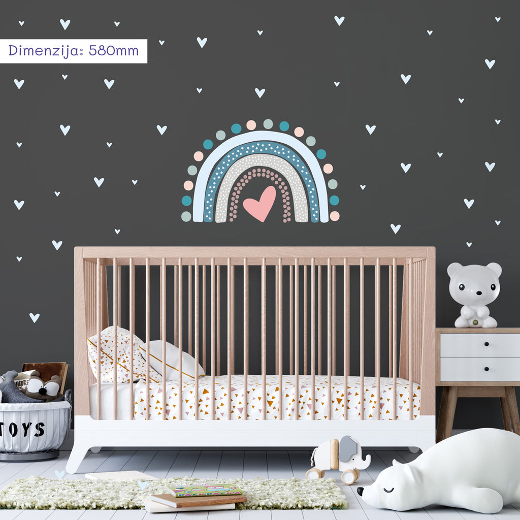 dekoracija Stikea 580mm / Nebo plava Velika duga "Srca"