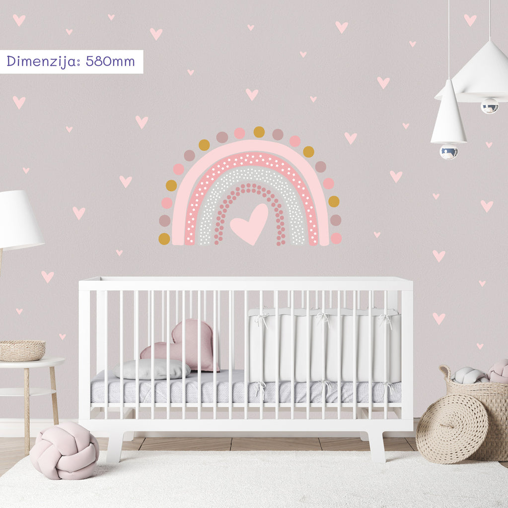 dekoracija Stikea 580mm / Rumena roze Velika duga "Srca"