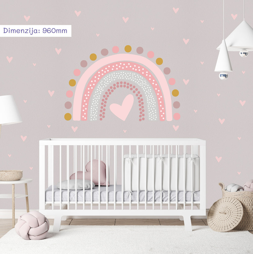 dekoracija Stikea 960mm / Rumena roze Velika duga "Srca"