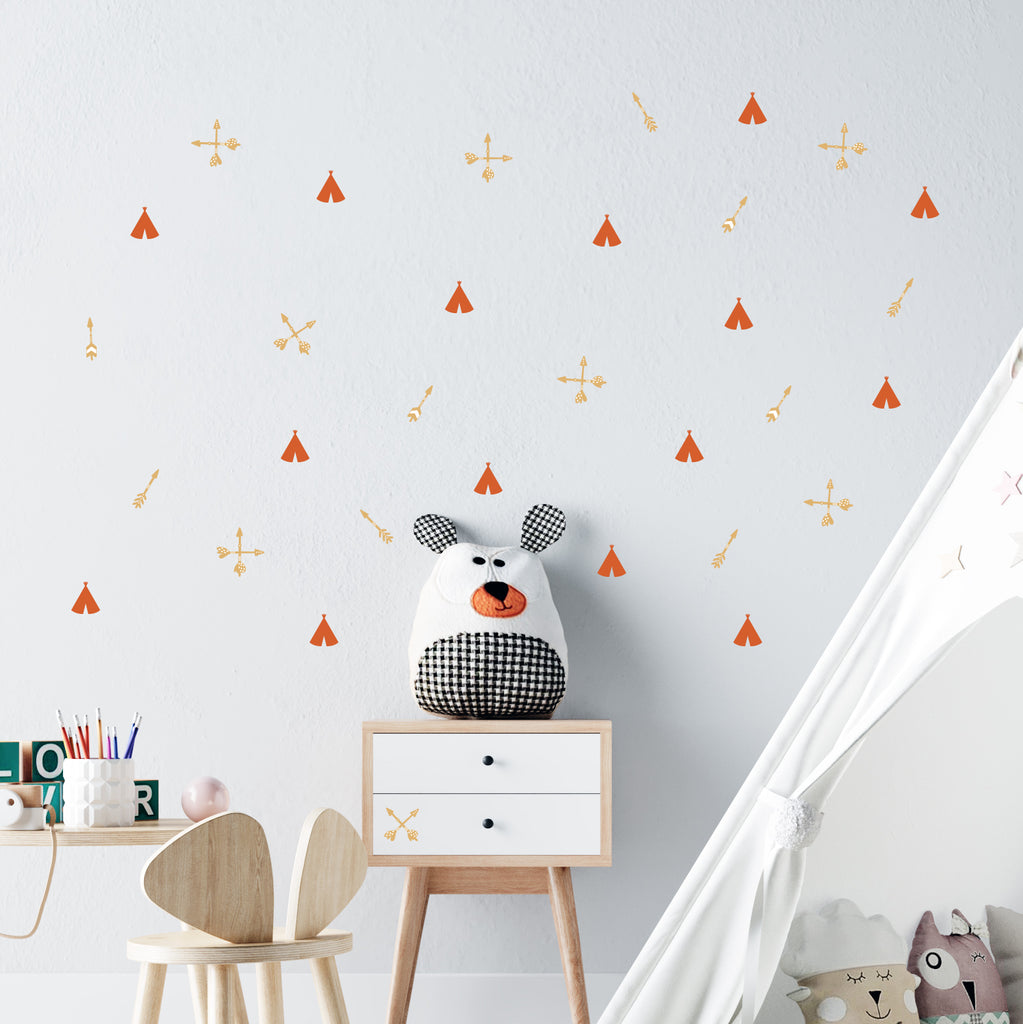 Stikea oker/cigla crvena Šatorčići i strelice