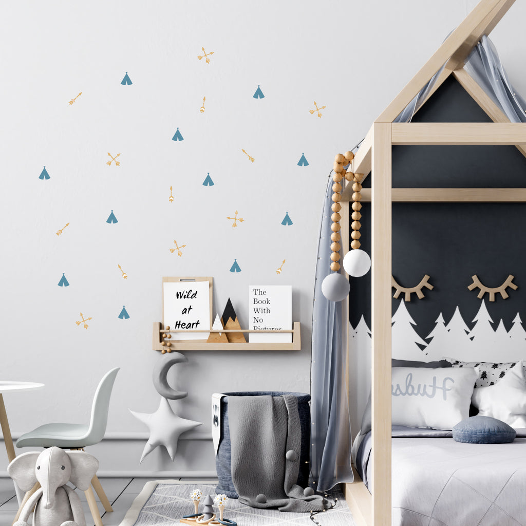 Stikea oker/plava laguna Šatorčići i strelice